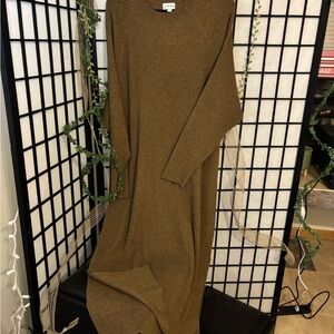 Quince The Drop knit Heathered Mocha Long Sleeve Dress